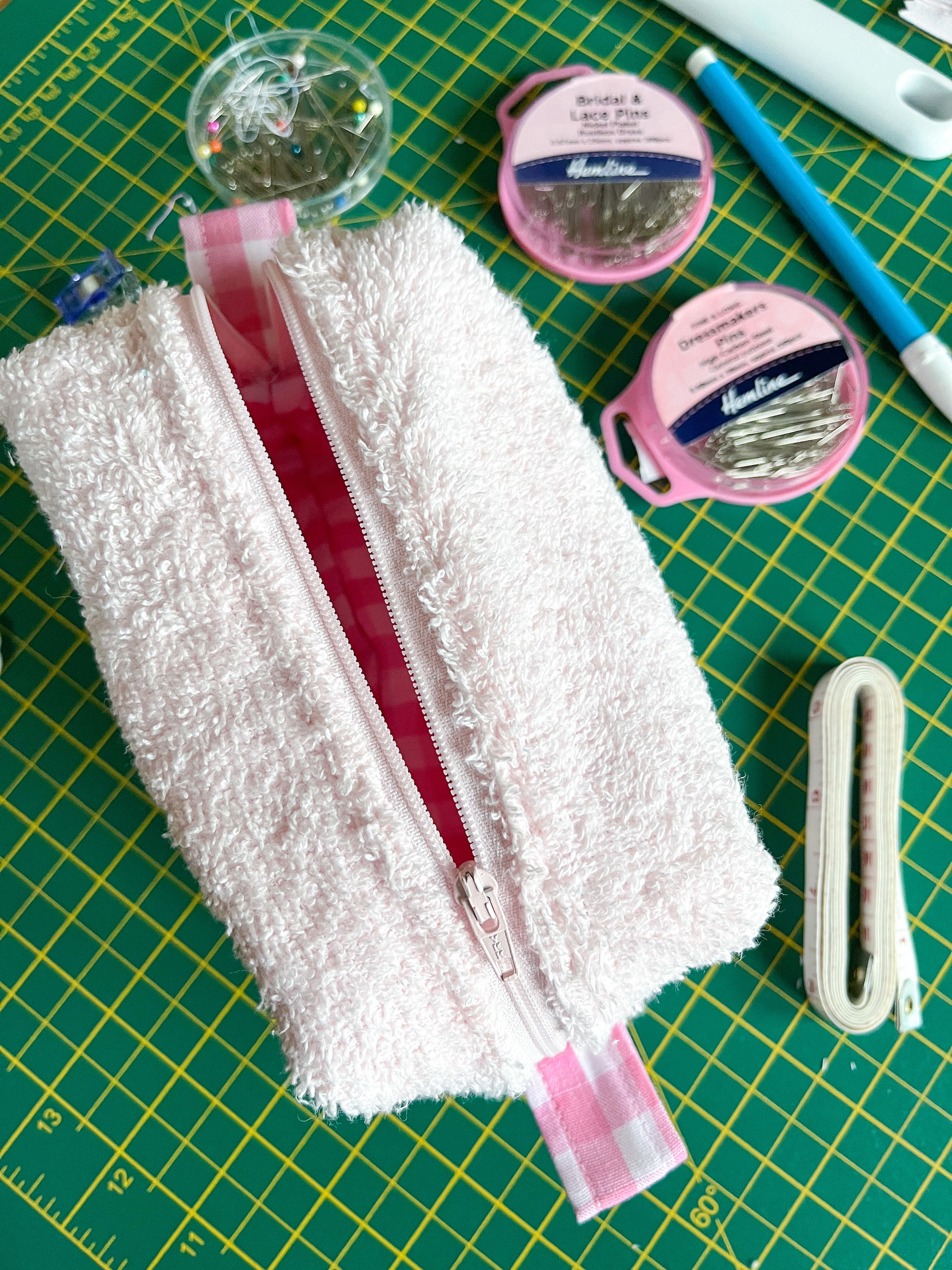 DIY towelling makeup bag